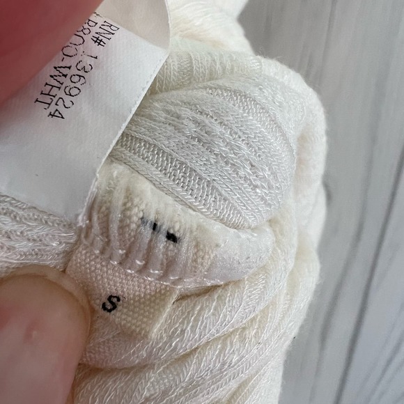 CAPULET Size S Prima White Knit Bodysuit Ribbed Long Sleeve Wrap Front Tie Top - Picture 11 of 13